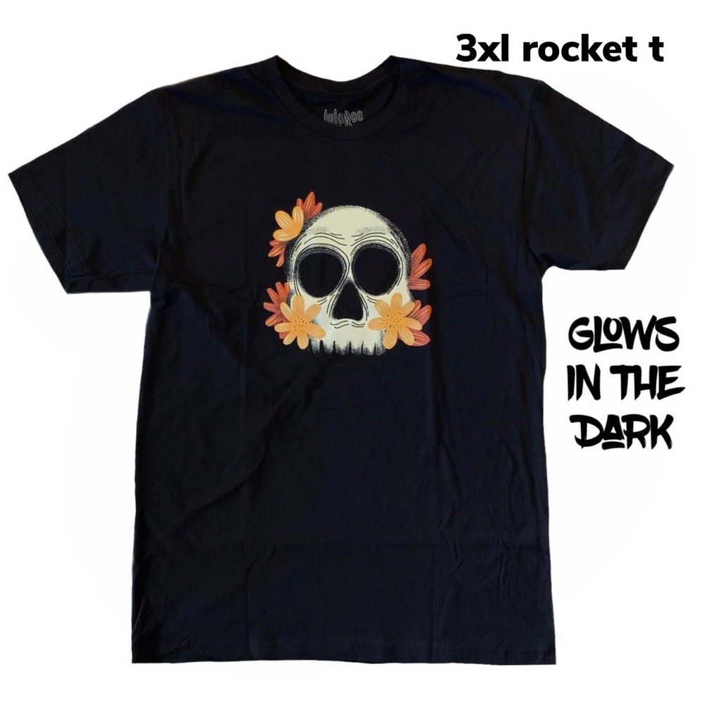 3xl LuLaRoe ROCKER T Halloween Skull/FLOWERS Glow In Dark Fits 24/26 Cotton
